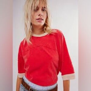 Free People We The Free Red Oversized Avery Tee - XS